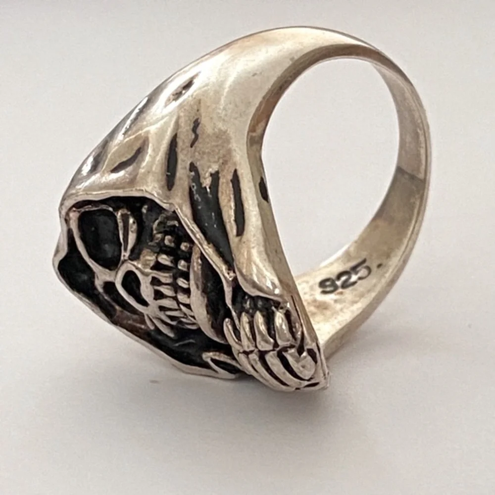 925 Silver hoodie skull ring